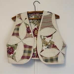 Handmade Floral Patchwork Quilted Vest M